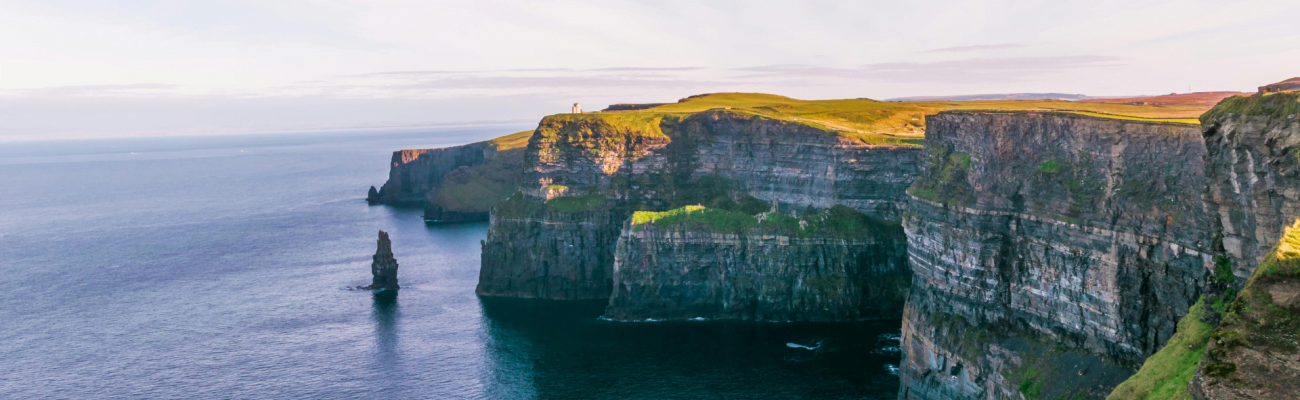Cliffs of Moher in County Clare, Ireland, showcasing cliffs and the vast Atlantic Ocean.